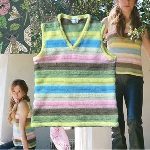 60s Miss Holly Pastel Striped Sweater Vest